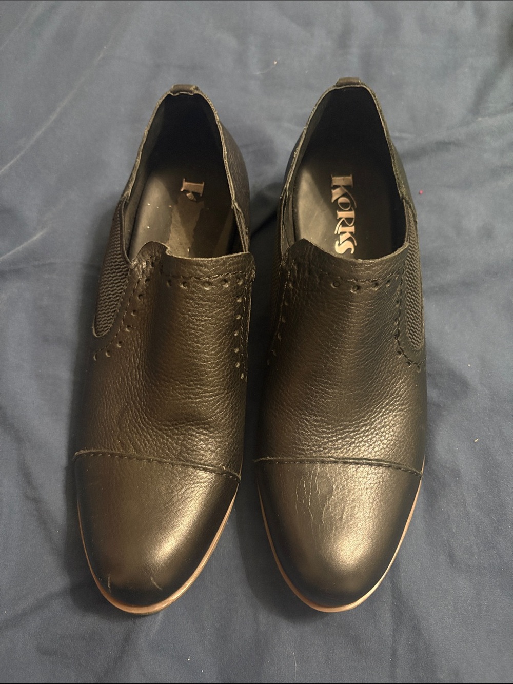 Kork-Ease Women’s Black Leather Slip-On Loafers
